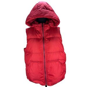 Coach Puffer Vest Women's XL Hooded Full Zip Duck Down Nylon Pink/Red
